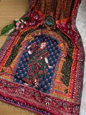 Multicolor silk blend saree with mirror work 8