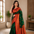 dark green color zari weaves and meenakari work in border having contrast pallu silk blend saree