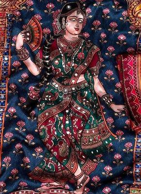 Multicolor silk blend saree with mirror work 9