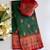 dark green color zari weaves and meenakari work in border having contrast pallu silk blend saree