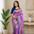lavender color zari weaves and meenakari work in border having contrast pallu silk blend saree