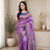 lavender color zari weaves and meenakari work in border having contrast pallu silk blend saree