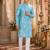 Sky blue digital printed work cotton straight kurta