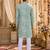 Sea green digital printed work cotton straight kurta
