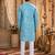 Sky blue digital printed work cotton straight kurta
