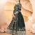 Women’s Dark Green Embroidered Anarkali Kurta Set With Dupatta & Pent