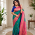 green color zari weaves and meenakari work in border having contrast pallu silk blend saree