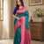 green color zari weaves and meenakari work in border having contrast pallu silk blend saree