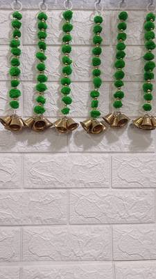 handmade wall door pom pom string golden beads decoration item for home  (pack of 4)  1