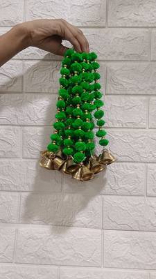 handmade wall door pom pom string golden beads decoration item for home  (pack of 4)  2