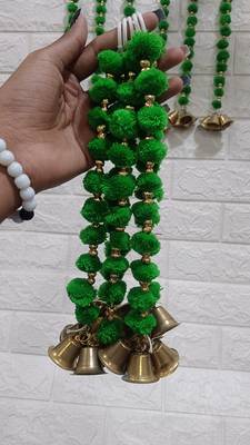 handmade wall door pom pom string golden beads decoration item for home  (pack of 4)  3