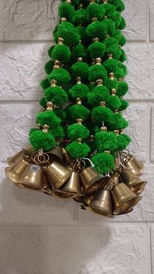handmade wall door pom pom string golden beads decoration item for home  (pack of 4)  4