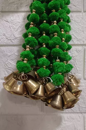 handmade wall door pom pom string golden beads decoration item for home  (pack of 4) 