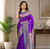 violet color zari weaves and meenakari work in border having contrast pallu silk blend saree