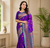 violet color zari weaves and meenakari work in border having contrast pallu silk blend saree