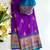violet color zari weaves and meenakari work in border having contrast pallu silk blend saree