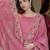 Pink multi sequins thread work crunchy silk gown pant dupatta set