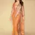 Premium Orange Silk Blend Saree With Real Mirror Work & Print