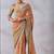 Premium Orange Silk Blend Saree With Real Mirror Work & Print