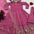Pink multi sequins thread work crunchy silk gown pant dupatta set