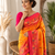 orange color zari weaves and meenakari work in border having contrast pallu silk blend saree