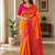 orange color zari weaves and meenakari work in border having contrast pallu silk blend saree
