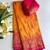 orange color zari weaves and meenakari work in border having contrast pallu silk blend saree