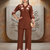 Women's brown embroidered kurti with pant set