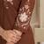 Women's brown embroidered kurti with pant set