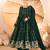 Dark green sequins & thread embroidered star georgette anarkali suit with pants & dupatta
