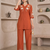 Women's orange embroidered kurti with pant set