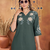 Women's teal embroidered kurti with pant set