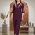 Women's wine embroidered kurti with pant set