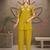 Women's mustard yellow embroidered kurti with pant set