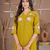 Women's mustard yellow embroidered kurti with pant set