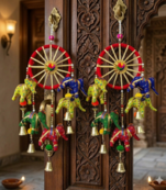 handcrafted rajasthani elephant door hanging bells & decorative wall hanging  traditional indian home  (pack of 2)