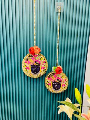 handcrafted shrinathji wall hanging  krishna decorative hanging pearl string home  decoration pack of 2 1