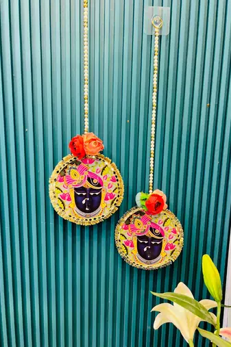 handcrafted shrinathji wall hanging  krishna decorative hanging pearl string home  decoration pack of 2
