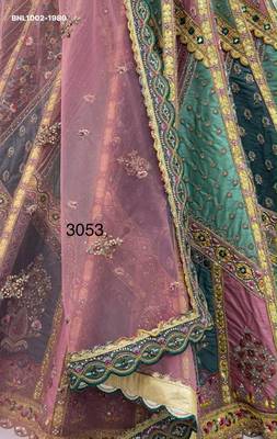 multicolor silk blend embroidered wedding lehenga choli 4