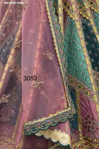 multicolor silk blend embroidered wedding lehenga choli