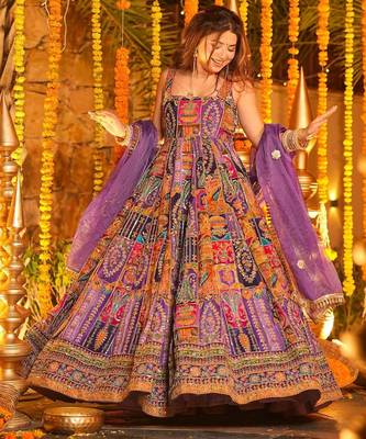 Heavy Position Print Embroidered Maxi Suit Set 1