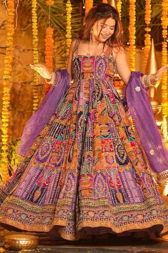 Heavy Position Print Embroidered Maxi Suit Set