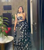 black georgette printed festival lehenga choli