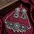 oxidized silver choker necklace set with mirror work & hanging jhumkas for women   ethnic festival indian jewelry