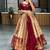 maroon silk blend printed festival lehenga choli