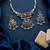 antique oxidized silver multicolor choker necklace & earrings set   indian ethnic tribal festive jewelry