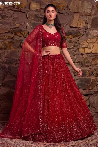red net embroidered party lehenga choli