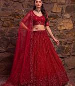 red net embroidered party lehenga choli