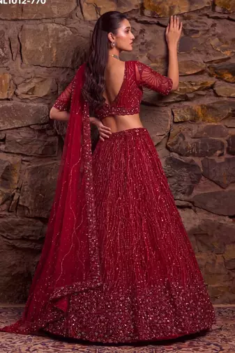 red net embroidered party lehenga choli