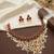 Gold plated ruby hued stone pearl choker necklace set traditional indian wedding jewelry